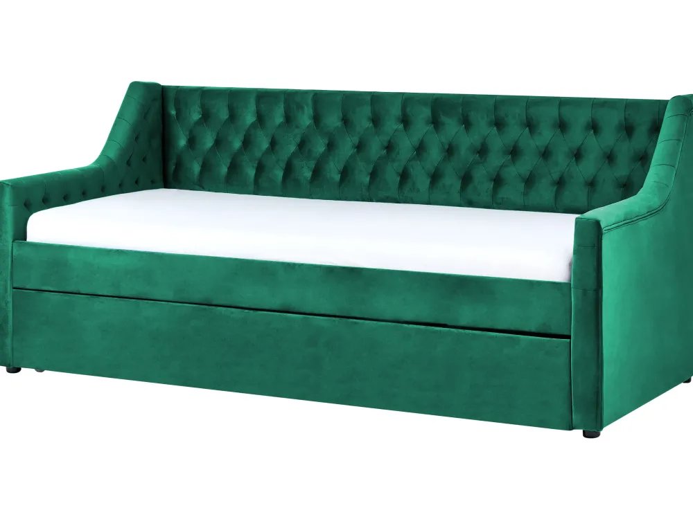 Lastenhuone<Beliani Sohvasanky Sametti Lisavuode Smaragdinvihrea 90 X 200 Cm Montargis