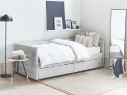 Online Beliani Sohvasanky Sametti Säilytystila Vaaleanharmaa 90 X 200 Cm Marray