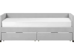 Online Beliani Sohvasanky Sametti Säilytystila Vaaleanharmaa 90 X 200 Cm Marray