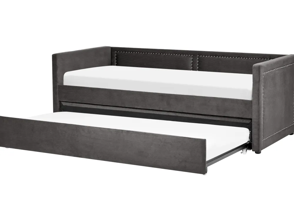 Lastenhuone<Beliani Sohvasanky Vakosametti Lisavuode Tummanharmaa 90 X 200 Cm Mimizan