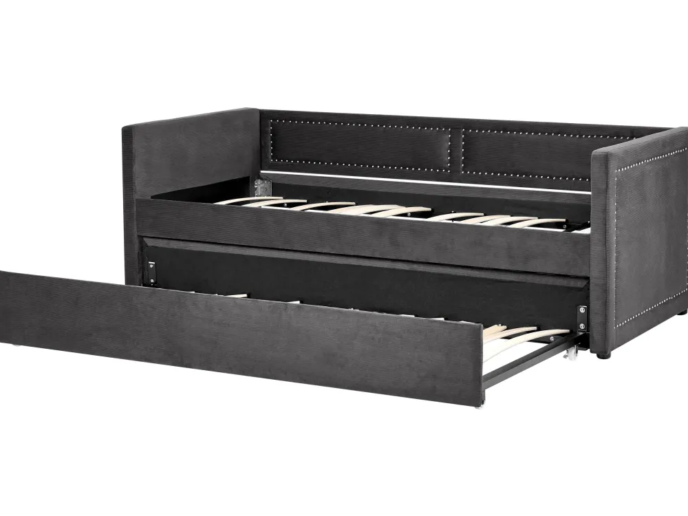 Lastenhuone<Beliani Sohvasanky Vakosametti Lisavuode Tummanharmaa 90 X 200 Cm Mimizan