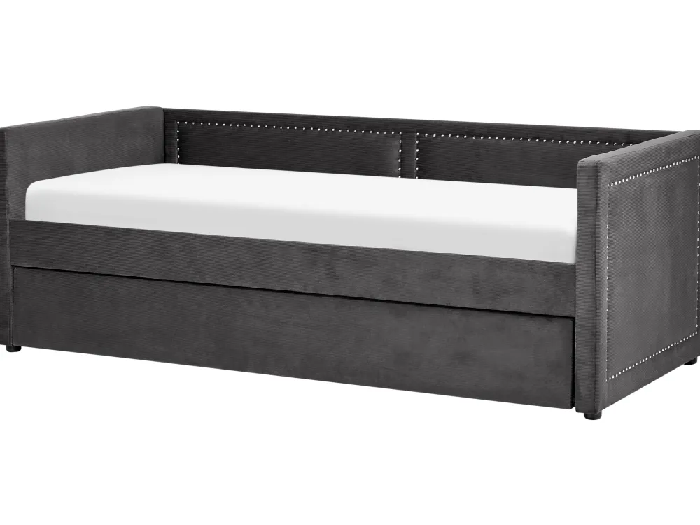 Lastenhuone<Beliani Sohvasanky Vakosametti Lisavuode Tummanharmaa 90 X 200 Cm Mimizan