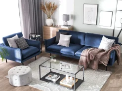 Sohvat<Beliani Sohvasetti Tummansininen Sametti 4-Istuttava Vinterbro