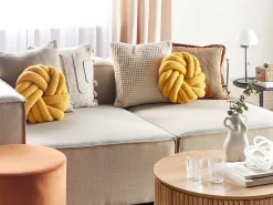 Tekstiilit<Beliani Solmutyyny Buklee Sinapinkeltainen 31 X 31 Cm Akola