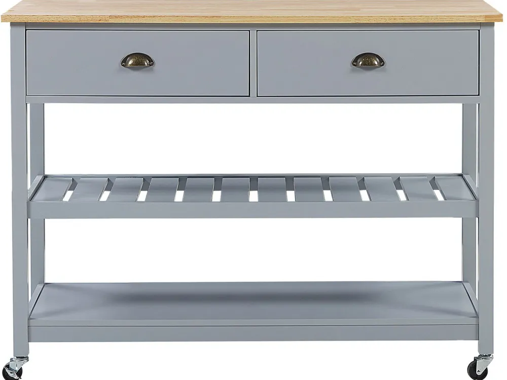 Säilytys<Beliani Tarjoiluvaunu 2 Laatikkoa Vaalea Puu/Harmaa Navarino