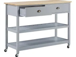 Säilytys<Beliani Tarjoiluvaunu 2 Laatikkoa Vaalea Puu/Harmaa Navarino