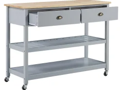 Säilytys<Beliani Tarjoiluvaunu 2 Laatikkoa Vaalea Puu/Harmaa Navarino