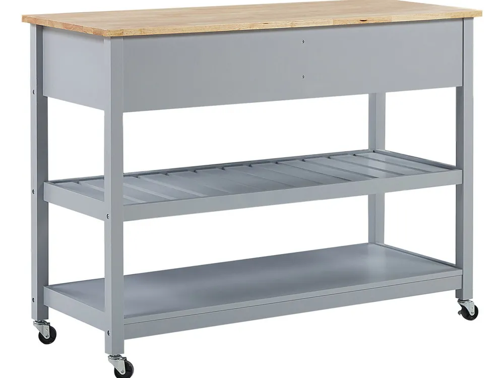 Säilytys<Beliani Tarjoiluvaunu 2 Laatikkoa Vaalea Puu/Harmaa Navarino