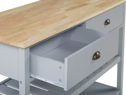 Säilytys<Beliani Tarjoiluvaunu 2 Laatikkoa Vaalea Puu/Harmaa Navarino