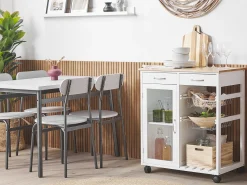 Säilytys<Beliani Tarjoiluvaunu 2 Laatikkoa Kaappi Vaalea Puu/Valkoinen Boves