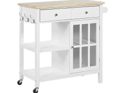 Säilytys<Beliani Tarjoiluvaunu 2 Laatikkoa Kaappi Vaalea Puu/Valkoinen Genoa