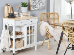 Säilytys<Beliani Tarjoiluvaunu 2 Laatikkoa Kaappi Vaalea Puu/Valkoinen Genoa