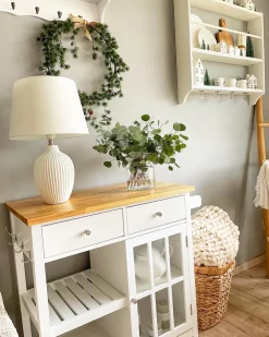 Säilytys<Beliani Tarjoiluvaunu 2 Laatikkoa Kaappi Vaalea Puu/Valkoinen Genoa