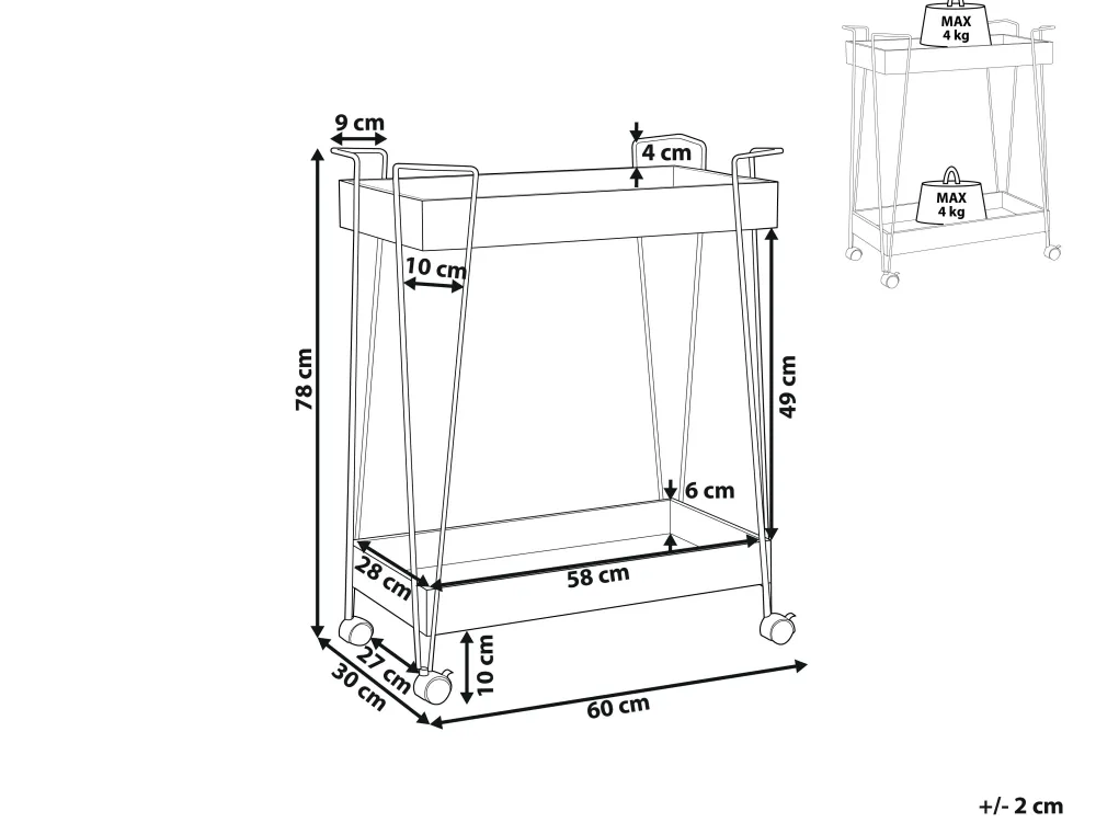 Sale Beliani Tarjoiluvaunu Keisaripuu/Metalli Tumma Puu/Musta Balme