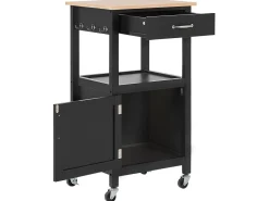 Cheap Beliani Tarjoiluvaunu Laatikko Kaappi Vaalea Puu/Musta Siena