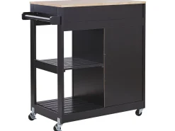 Cheap Beliani Tarjoiluvaunu Laatikko Kaappi Vaalea Puu/Musta Trapani