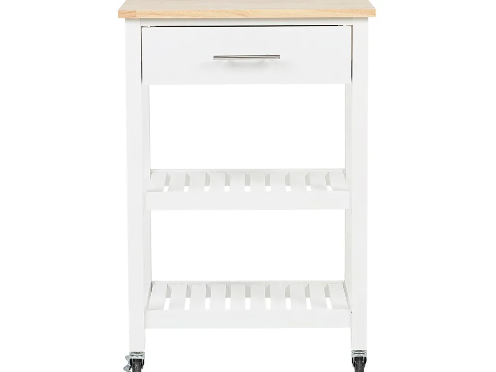 Säilytys<Beliani Tarjoiluvaunu Laatikko Vaalea Puu/Valkoinen Hiuma