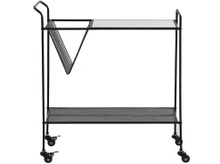 Shop Beliani Tarjoiluvaunu Lasitasolla Metalli Musta Alamo