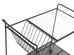 Shop Beliani Tarjoiluvaunu Lasitasolla Metalli Musta Alamo