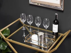 Säilytys<Beliani Tarjoiluvaunu Lasitasolla Rauta Kirkas/Kulta Ivera