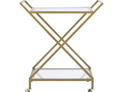 Säilytys<Beliani Tarjoiluvaunu Lasitasolla Rauta Kirkas/Kulta Ivera