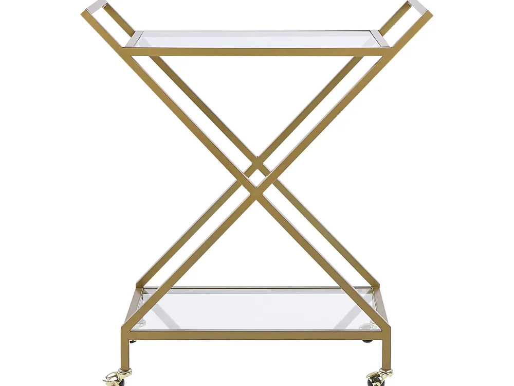 Säilytys<Beliani Tarjoiluvaunu Lasitasolla Rauta Kirkas/Kulta Ivera