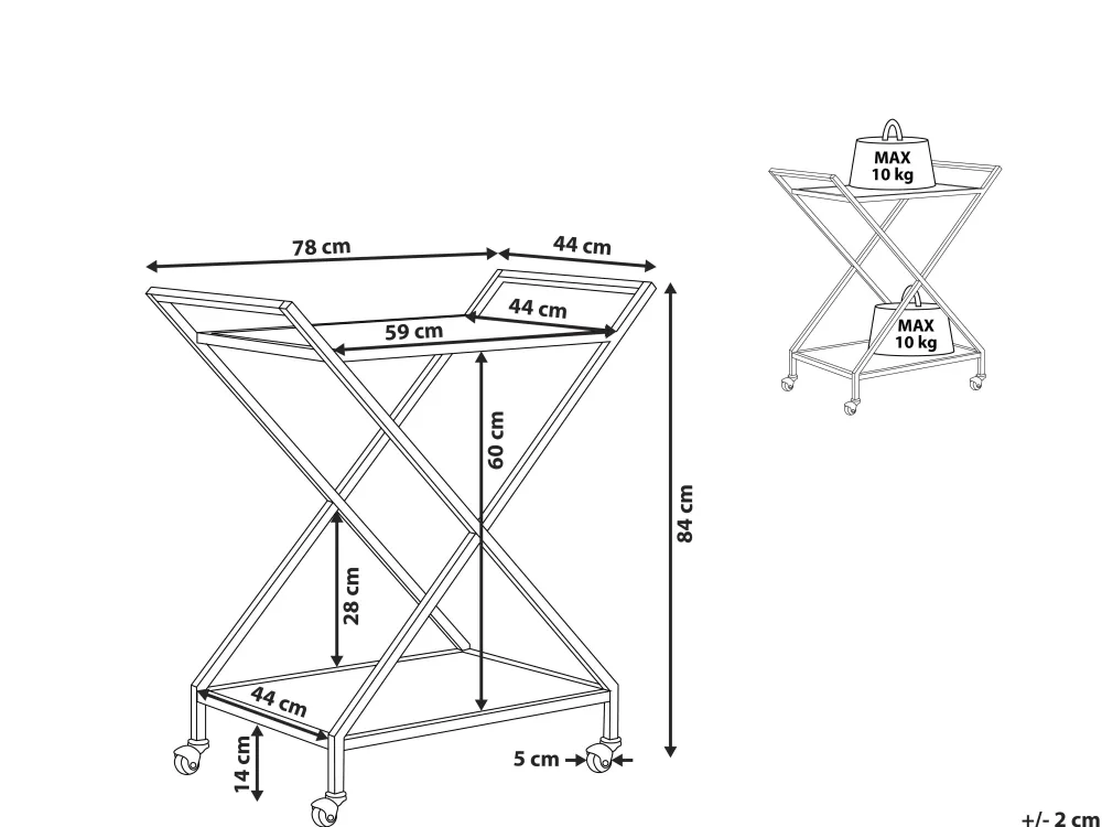 Säilytys<Beliani Tarjoiluvaunu Lasitasolla Rauta Kirkas/Kulta Ivera