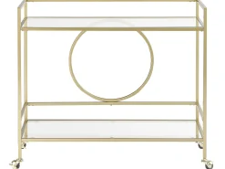 Säilytys<Beliani Tarjoiluvaunu Lasitasolla Rauta Kulta Kerry