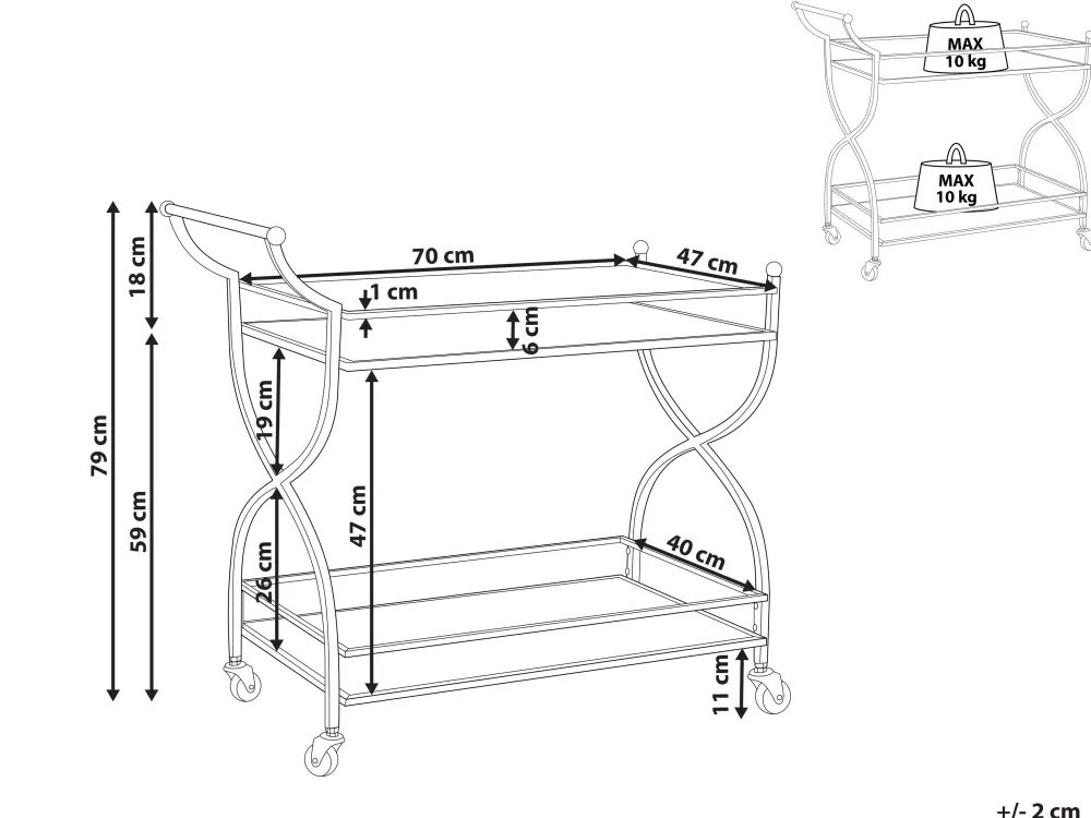 Säilytys<Beliani Tarjoiluvaunu Peililasitasolla Rauta Kulta Larino