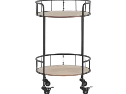 Säilytys<Beliani Tarjoiluvaunu Vaalea Puu/Musta Hiko