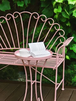 Ulkokalusteet<Beliani Terassipoyta Metalli Vaaleanpunainen 40 Cm Cavinia