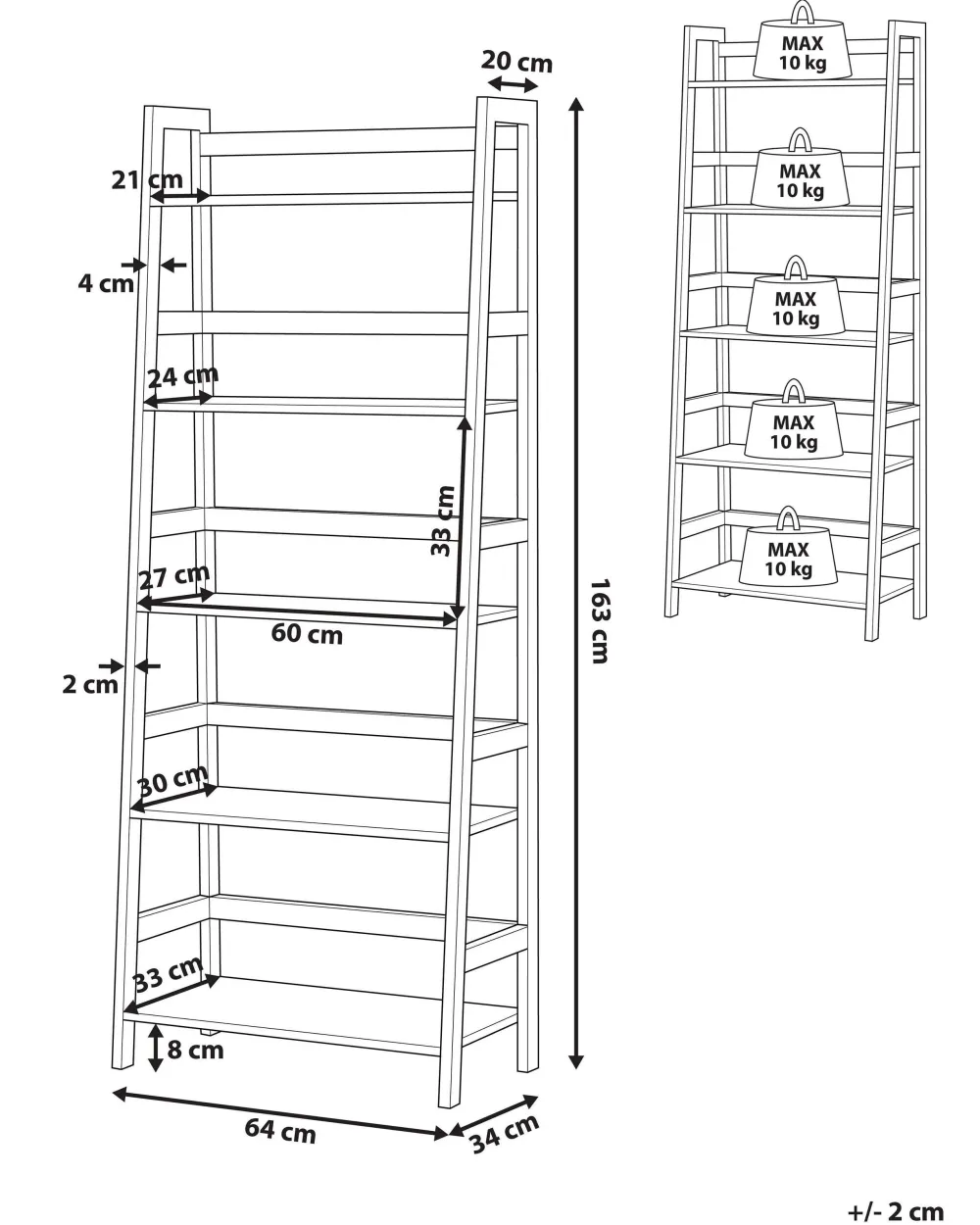 Shop Beliani Tikashylly 5 Hyllya Vaalea Puu/Musta Croydon