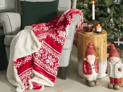 Tekstiilit<Beliani Torkkupeitto Kangas Punainen/Valkoinen 150 X 200 Cm Vantaa