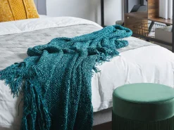 Discount Beliani Torkkupeitto Kangas Smaragdinvihrea 150 X 200 Cm Hamat