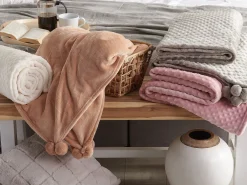 New Beliani Torkkupeitto Kangas Vaaleanharmaa 200 X 220 Cm Samur