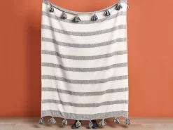 Clearance Beliani Torkkupeitto Puuvilla Beige/Harmaa 130 X 170 Cm Cayir