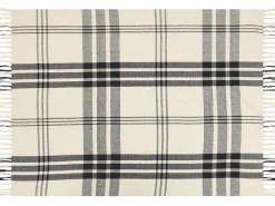 Cheap Beliani Torkkupeitto Puuvilla Luonnonvalkoinen/Musta 130 X 170 Cm Yuvali