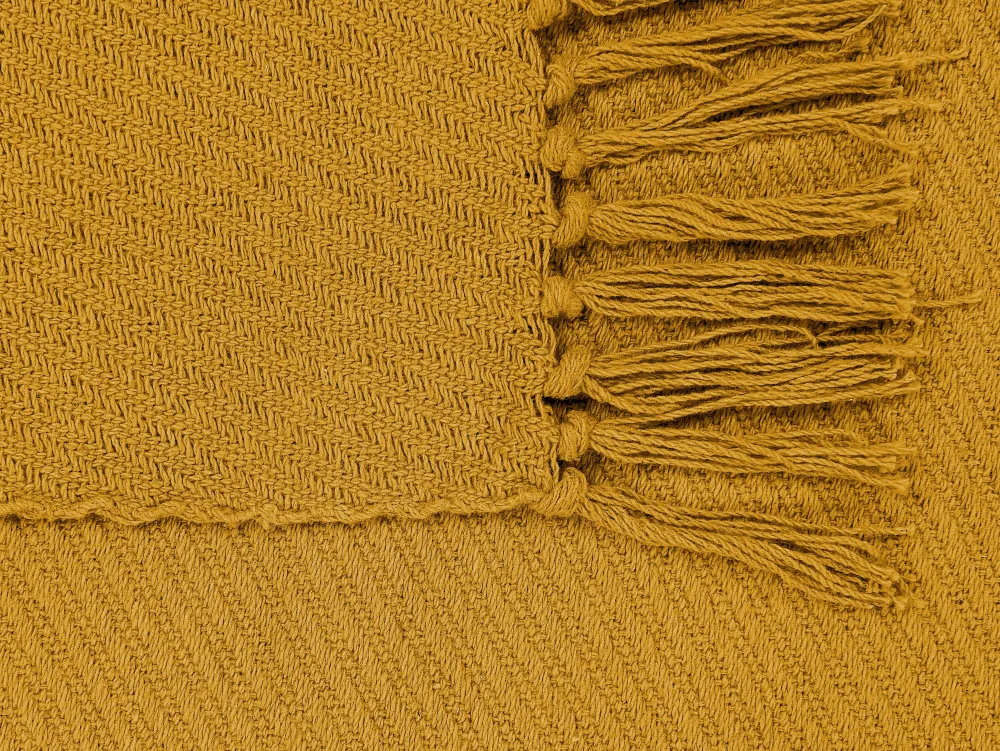 Flash Sale Beliani Torkkupeitto Puuvilla Sinapinkeltainen 125 X 150 Cm Yarsa