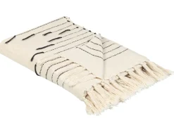 Shop Beliani Torkkupeitto Puuvilla Vaalea Beige/Musta 130 X 170 Cm Uluyol