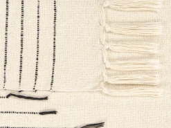 Shop Beliani Torkkupeitto Puuvilla Vaalea Beige/Musta 130 X 170 Cm Uluyol