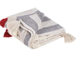 Tekstiilit<Beliani Torkkupeitto Puuvilla Valkoinen/Harmaa 125 X 150 Cm Namtar