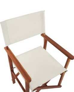 Ulkokalusteet<Beliani Tumma Akaasiapuinen Puutarhatuoli Luonnonvalkoisella Kankaalla 2 Kpl Cine