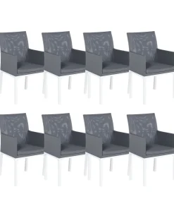 Ulkokalusteet<Beliani Tummanharmaa Alumiininen Puutarhatuoli 8 Kpl Bacoli