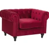 Nojatuolit<Beliani Tummanpunainen Samettiverhoiltu Nojatuoli Chesterfield