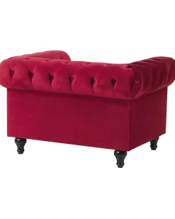 Nojatuolit<Beliani Tummanpunainen Samettiverhoiltu Nojatuoli Chesterfield