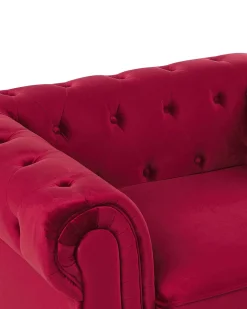 Nojatuolit<Beliani Tummanpunainen Samettiverhoiltu Nojatuoli Chesterfield