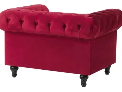 Sohvat<Beliani Tummanpunainen Samettiverhoiltu Sohvaryhma Chesterfield