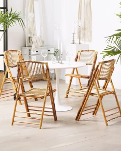 Tuolit<Beliani Tuoli Bambu Kokoontaitettava Ruskea 4 Kpl Trentor