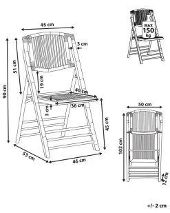 Tuolit<Beliani Tuoli Bambu Kokoontaitettava Ruskea 4 Kpl Trentor