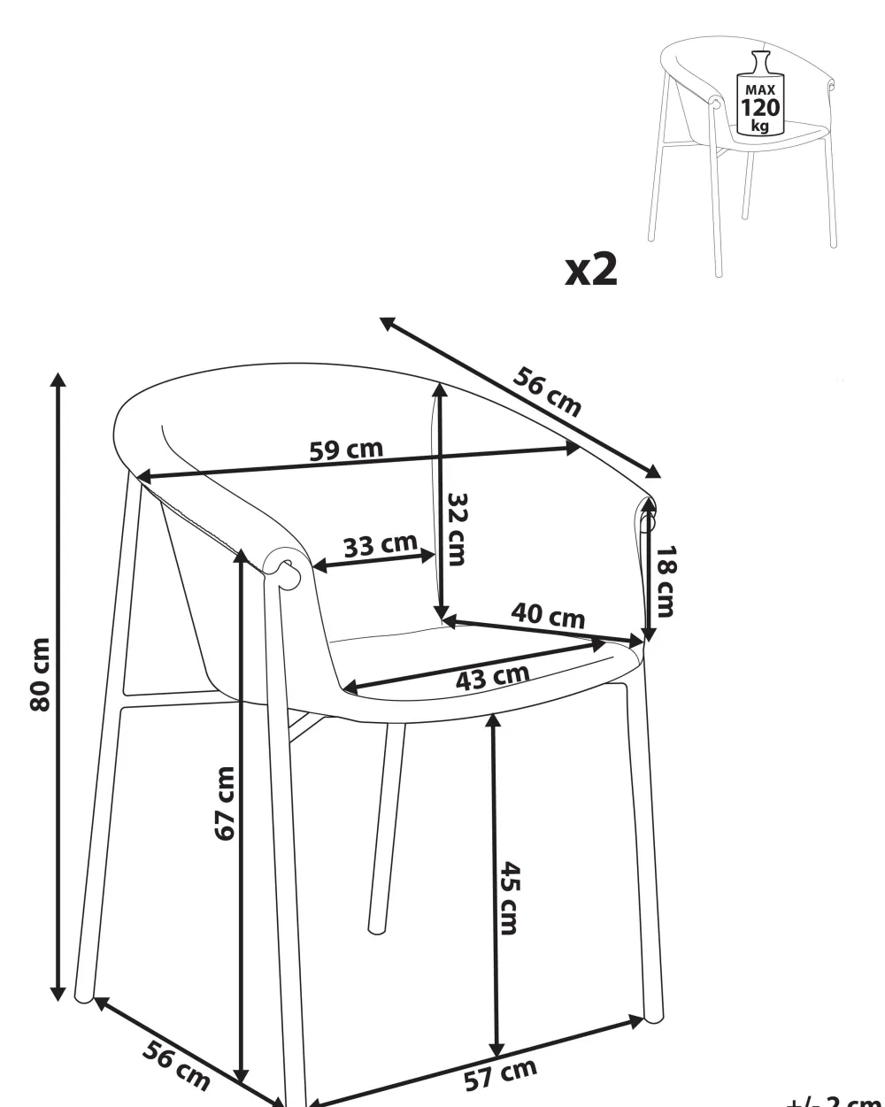 Tuolit<Beliani Tuoli Kangas Beige 2 Kpl Ames